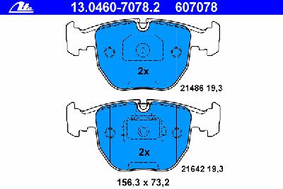 Комплект тормозных колодок, дисковый тормоз ATE 13.0460-7078.2