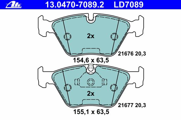 Комплект тормозных колодок, дисковый тормоз ATE