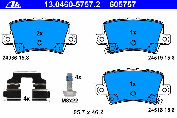 Комплект тормозных колодок, дисковый тормоз ATE