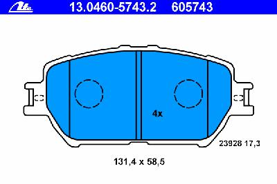 Комплект тормозных колодок, дисковый тормоз ATE 13.0460-5743.2