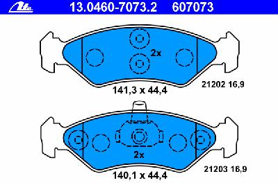 Комплект тормозных колодок, дисковый тормоз ATE 13.0460-7073.2