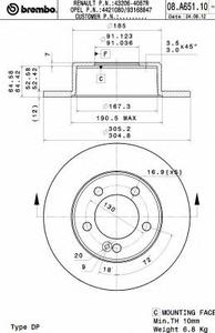 Тормозной диск BREMBO 08.A651.10