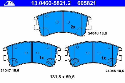 Комплект тормозных колодок, дисковый тормоз ATE 13.0460-5821.2