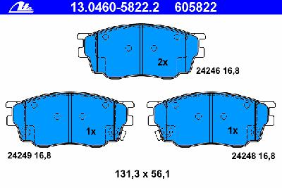 Комплект тормозных колодок, дисковый тормоз ATE 13.0460-5822.2