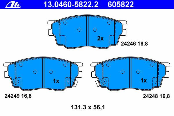 Комплект тормозных колодок, дисковый тормоз ATE
