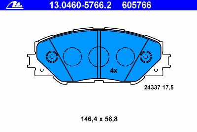 Комплект тормозных колодок, дисковый тормоз ATE 13.0460-5766.2