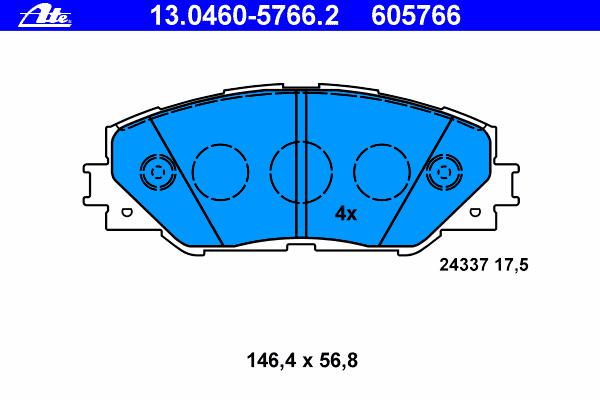 Комплект тормозных колодок, дисковый тормоз ATE