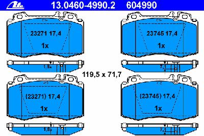 Комплект тормозных колодок, дисковый тормоз ATE 13.0460-4990.2