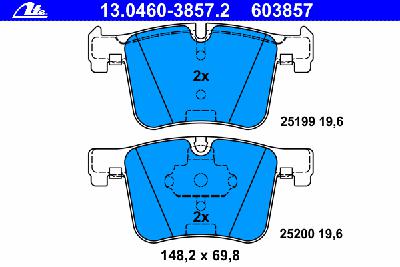 Комплект тормозных колодок, дисковый тормоз ATE 13.0460-3857.2
