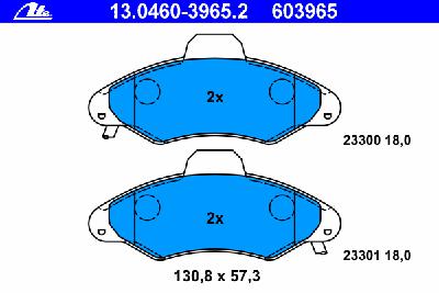 Комплект тормозных колодок, дисковый тормоз ATE 13.0460-3965.2