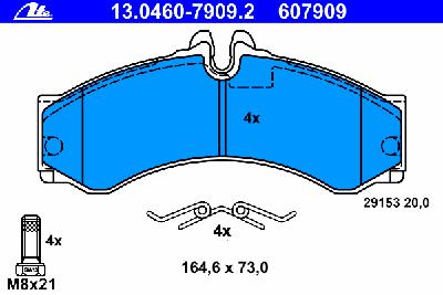 Комплект тормозных колодок, дисковый тормоз ATE 13.0460-7909.2