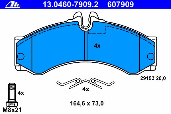 Комплект тормозных колодок, дисковый тормоз ATE