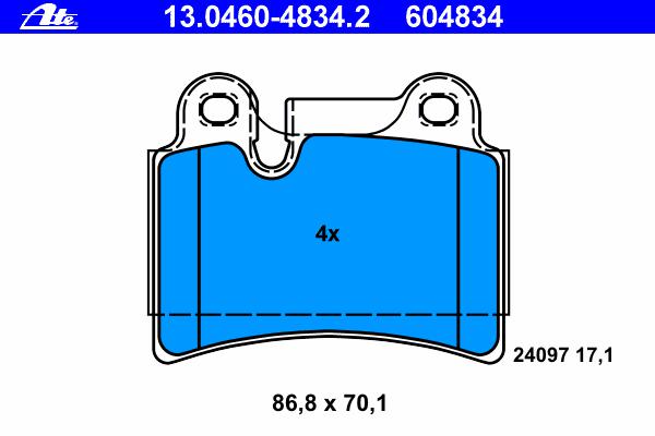 Комплект тормозных колодок, дисковый тормоз ATE