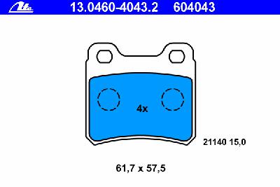 Комплект тормозных колодок, дисковый тормоз ATE 13.0460-4043.2