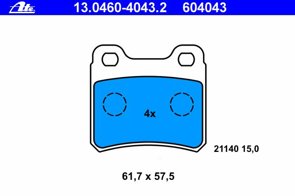 Комплект тормозных колодок, дисковый тормоз ATE