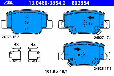 Комплект тормозных колодок, дисковый тормоз ATE 13.0460-3854.2