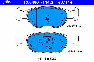 Комплект тормозных колодок, дисковый тормоз ATE 13.0460-7114.2