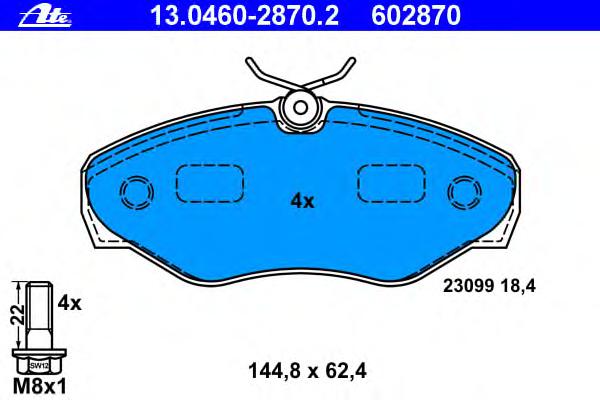 Комплект тормозных колодок, дисковый тормоз ATE