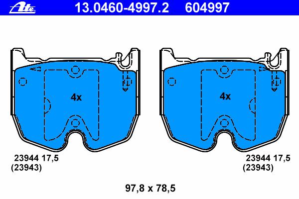 Комплект тормозных колодок, дисковый тормоз ATE