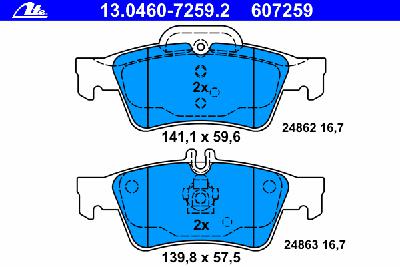 Комплект тормозных колодок, дисковый тормоз ATE 13.0460-7259.2