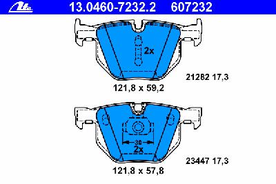 Комплект тормозных колодок, дисковый тормоз ATE 13.0460-7232.2