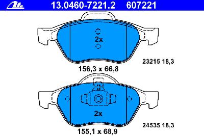 Комплект тормозных колодок, дисковый тормоз ATE 13.0460-7221.2