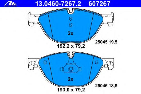 Комплект тормозных колодок, дисковый тормоз ATE