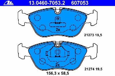 Комплект тормозных колодок, дисковый тормоз ATE 13.0460-7053.2