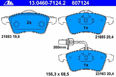 Комплект тормозных колодок, дисковый тормоз ATE 13.0460-7124.2