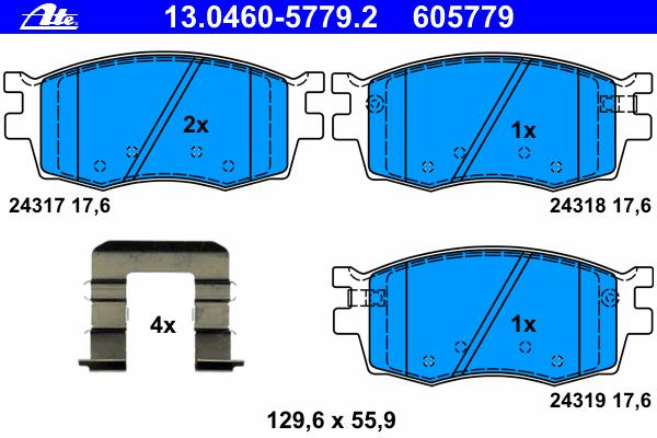 Комплект тормозных колодок, дисковый тормоз ATE
