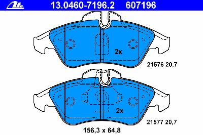 Комплект тормозных колодок, дисковый тормоз ATE 13.0460-7196.2
