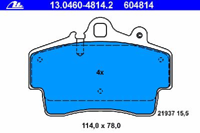 Комплект тормозных колодок, дисковый тормоз ATE 13.0460-4814.2