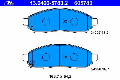 Комплект тормозных колодок, дисковый тормоз ATE 13.0460-5783.2