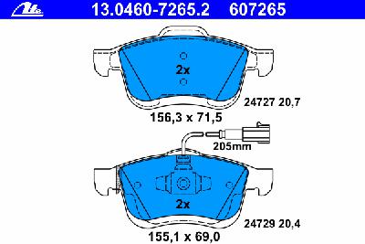 Комплект тормозных колодок, дисковый тормоз ATE 13.0460-7265.2