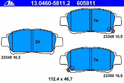 Комплект тормозных колодок, дисковый тормоз ATE 13.0460-5811.2