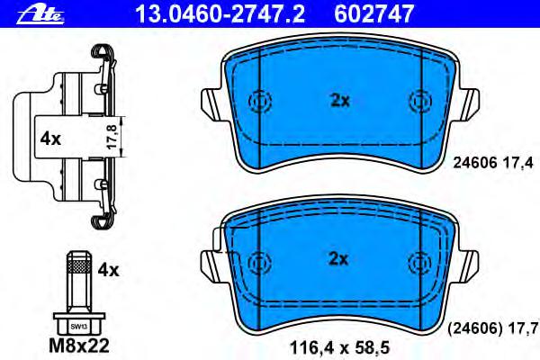 Комплект тормозных колодок, дисковый тормоз ATE