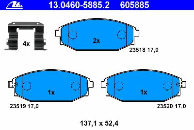 Комплект тормозных колодок, дисковый тормоз ATE 13.0460-5885.2