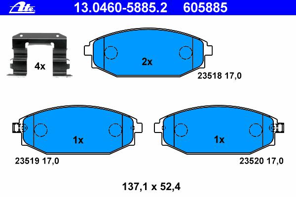 Комплект тормозных колодок, дисковый тормоз ATE
