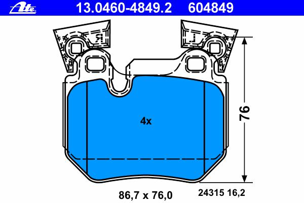 Комплект тормозных колодок, дисковый тормоз ATE