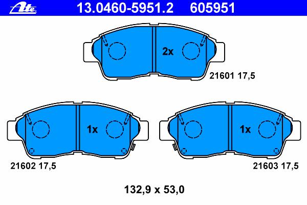 Комплект тормозных колодок, дисковый тормоз ATE