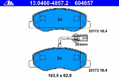 Комплект тормозных колодок, дисковый тормоз ATE 13.0460-4857.2