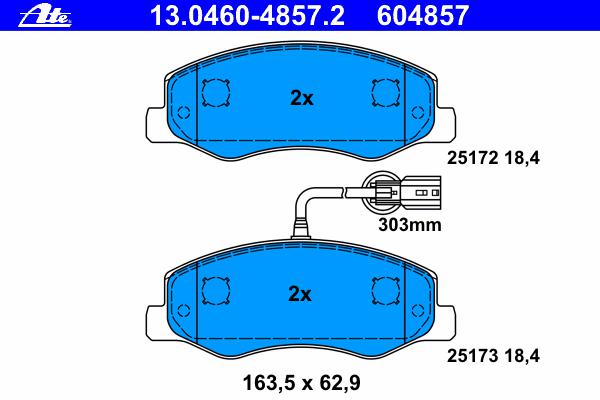 Комплект тормозных колодок, дисковый тормоз ATE