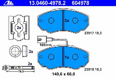 Комплект тормозных колодок, дисковый тормоз ATE 13.0460-4978.2