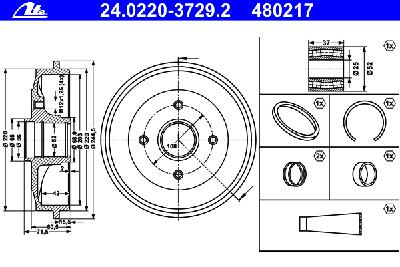 Тормозной барабан ATE 24.0220-3729.2