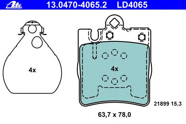 Комплект тормозных колодок, дисковый тормоз ATE