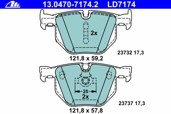 Комплект тормозных колодок, дисковый тормоз ATE
