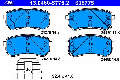 Комплект тормозных колодок, дисковый тормоз ATE 13.0460-5775.2