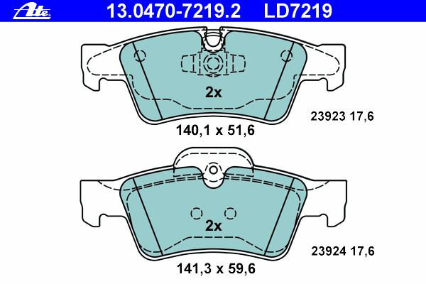 Комплект тормозных колодок, дисковый тормоз ATE