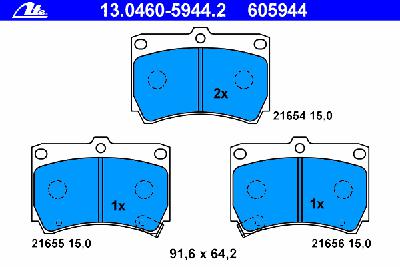 Комплект тормозных колодок, дисковый тормоз ATE 13.0460-5944.2