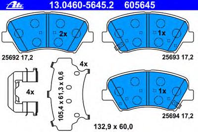 Комплект тормозных колодок, дисковый тормоз ATE 13.0460-5645.2